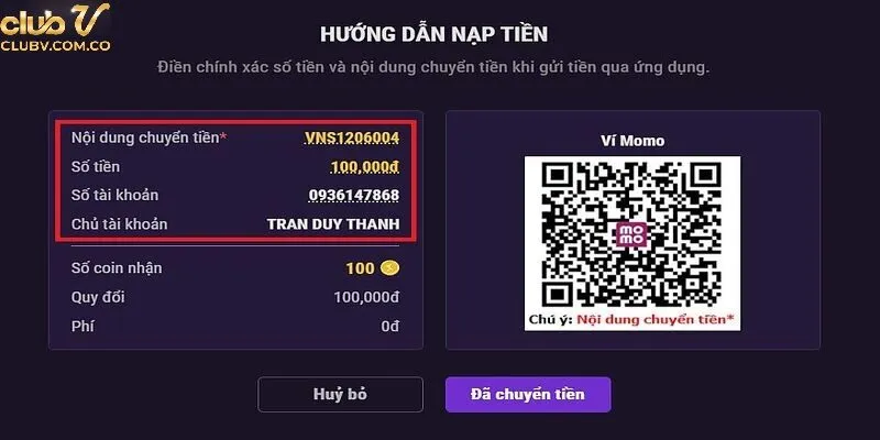 Hướng dẫn nạp tiền